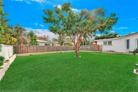 a view of a house with backyard and a tree