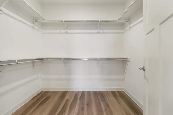 a view of a room with racks on the wall