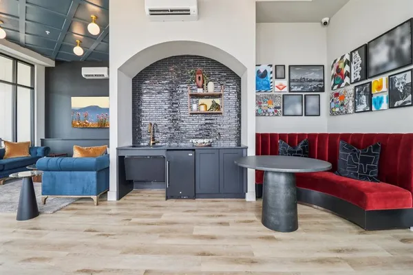 a living room with furniture