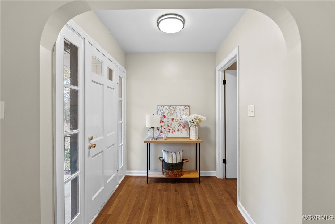 2451 Cumberland Road Farmville, VA 23901 - Photo 3 of 42 a view of a hallway with entryway wooden floor and front door