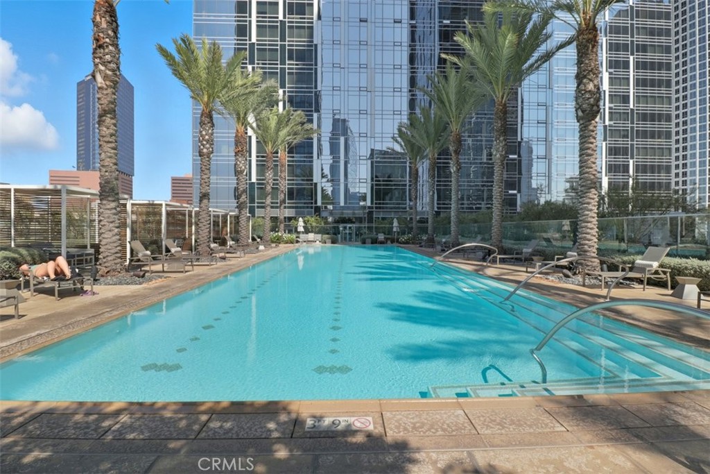 877 Francisco Street, Unit 3102 Los Angeles, CA 90017 - Photo 28 of 36 a view of a swimming pool with a patio