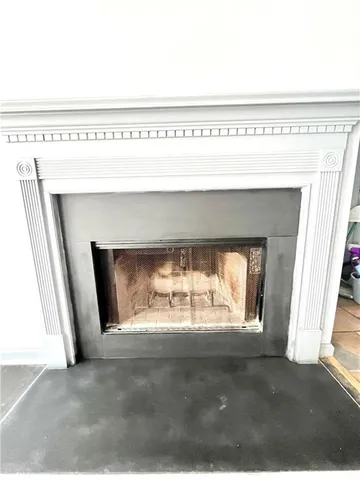 a view of a fireplace in a room