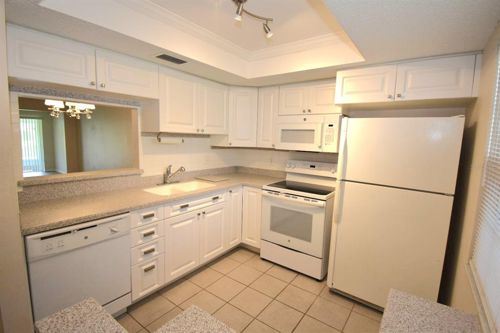 946 Virginia Street, Unit 102 Dunedin, FL 34698 - Photo 7 of 30 a kitchen with granite countertop cabinets appliances and a counter space