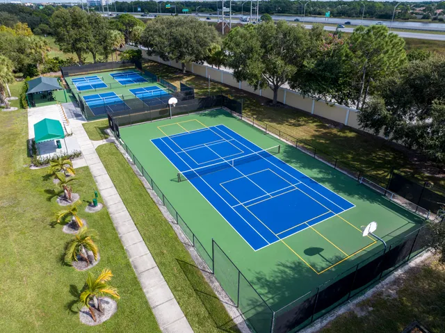 a view of swimming pool with a garden