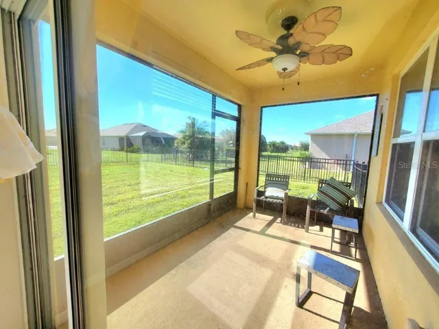 a living room with a large window