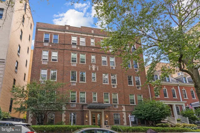 a front view of a multi story building