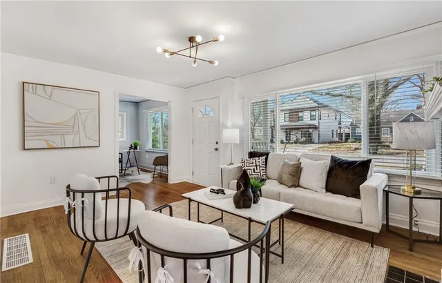 a living room with furniture