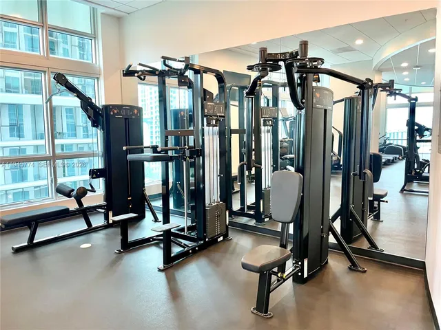 a view of a room with gym equipment
