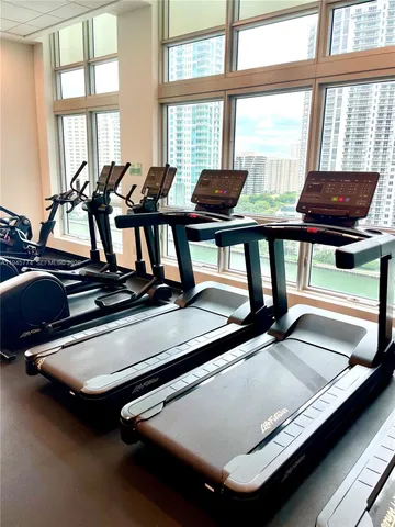 a view of a room with gym equipment