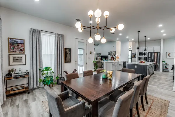 a view of a dining room and livingroom view