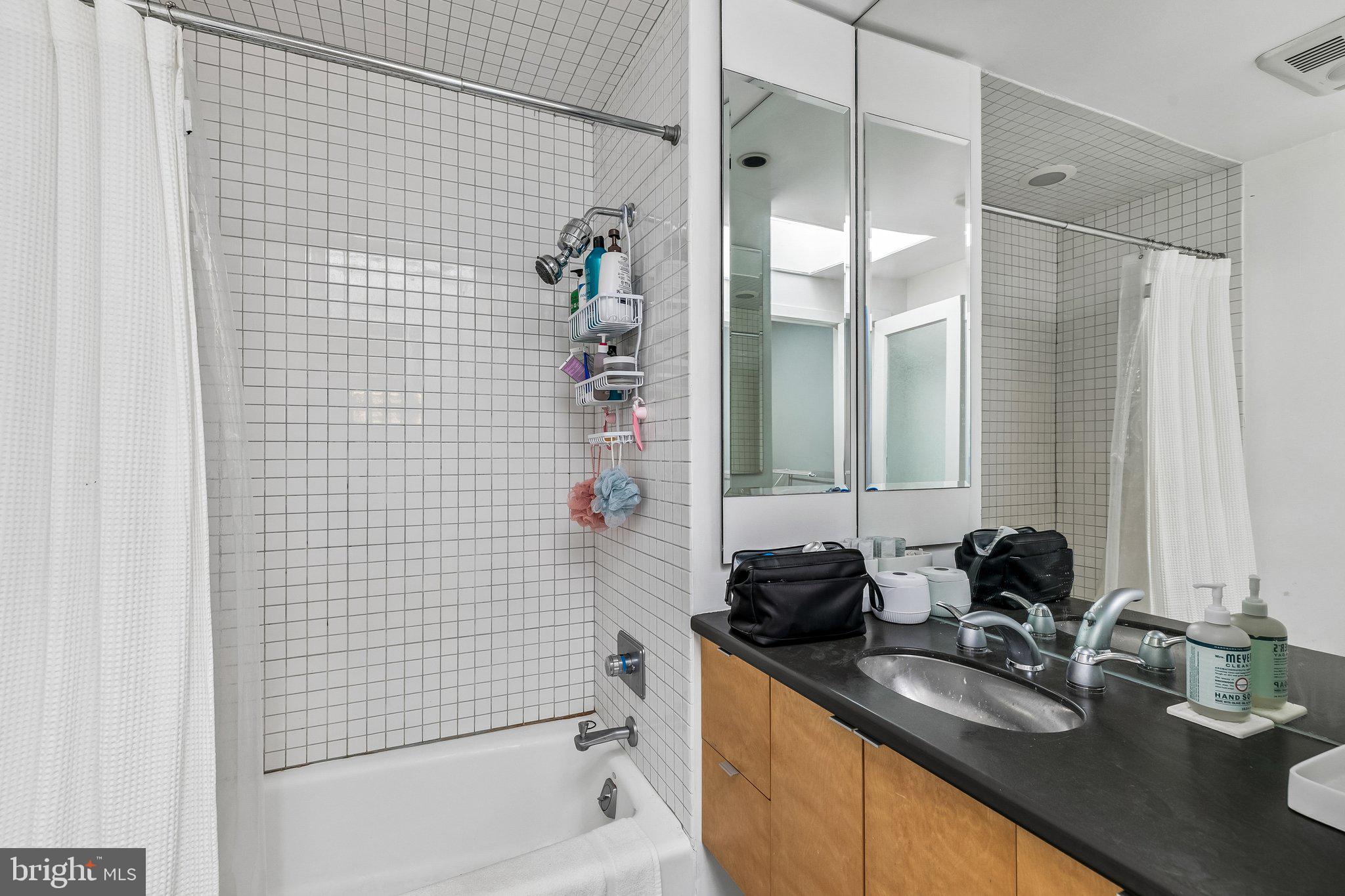 1130 Lombard Street Philadelphia, PA 19147 - Photo 30 of 45 a bathroom with a sink a tub and a mirror