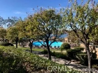a view of a bench in a garden