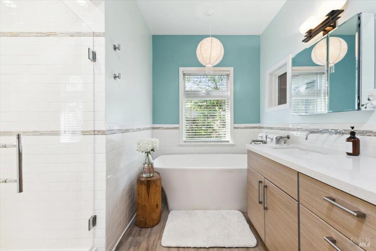 4820 Bennett Valley Road Santa Rosa, CA 95404 - Photo 25 of 65 Main house primary suite bathroom with soaking tub and separate shower