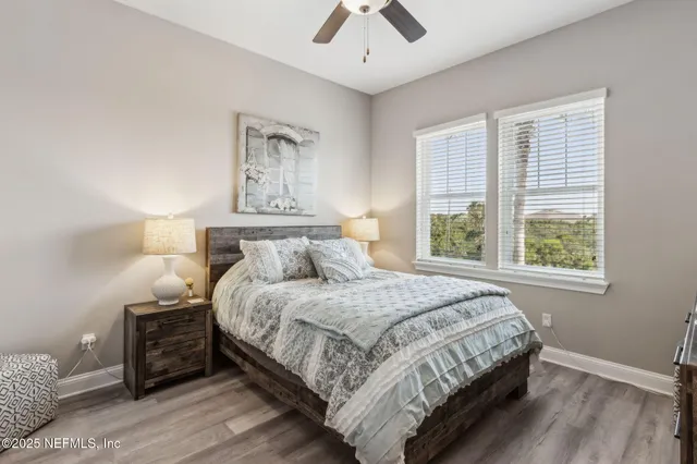 an aerial view of a house with a garden