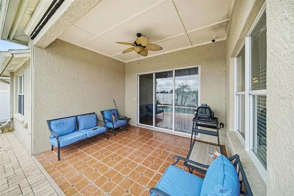 a view of a swimming pool with an outdoor space