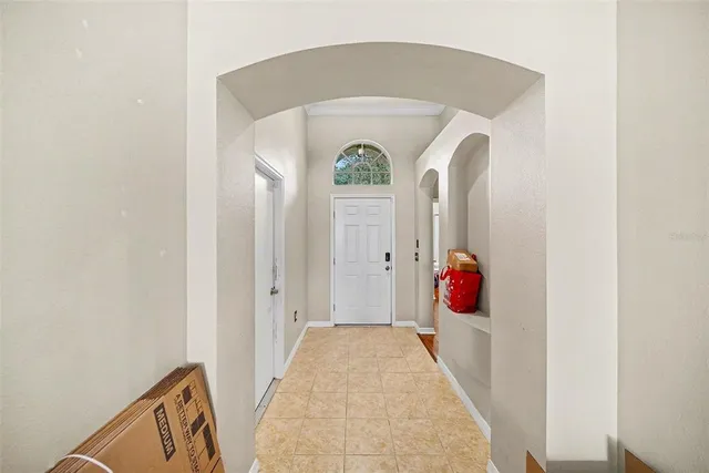 a view of a hallway with entryway