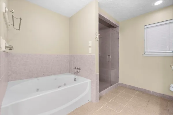 a bathroom with a bathtub