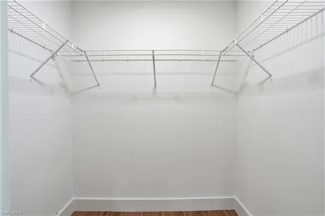 a view of small space with racks on the wall