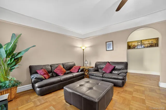 a view of kitchen with furniture and a chandelier