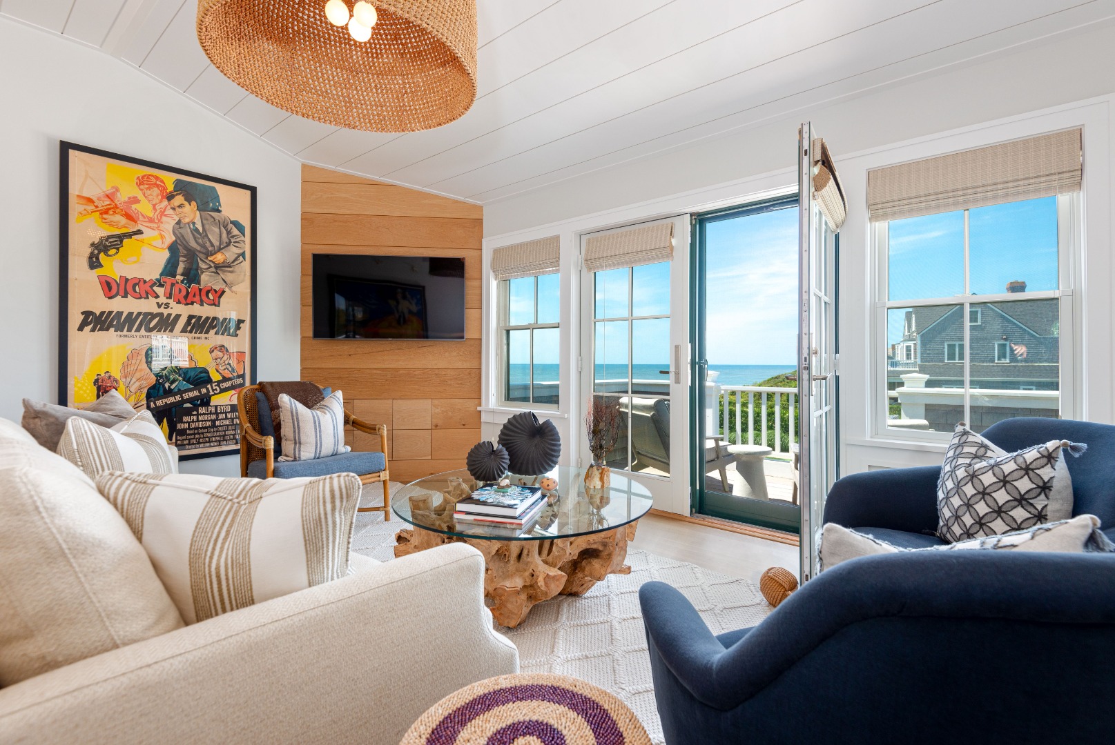 34 Bosworth Road Nantucket, MA 02554 - Photo 21 of 38 a living room with furniture and a flat screen tv