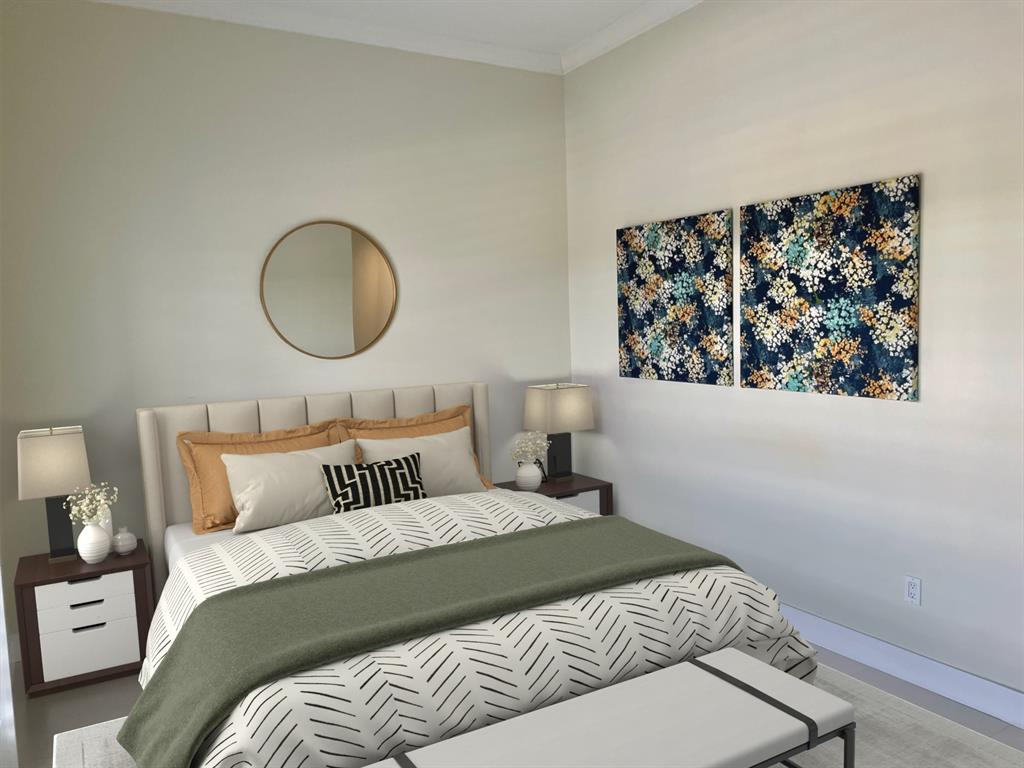 2617 Northeast 14th Avenue, Unit 507 Wilton Manors, FL 33334 - Photo 24 of 65 a bedroom with bed and wooden floor