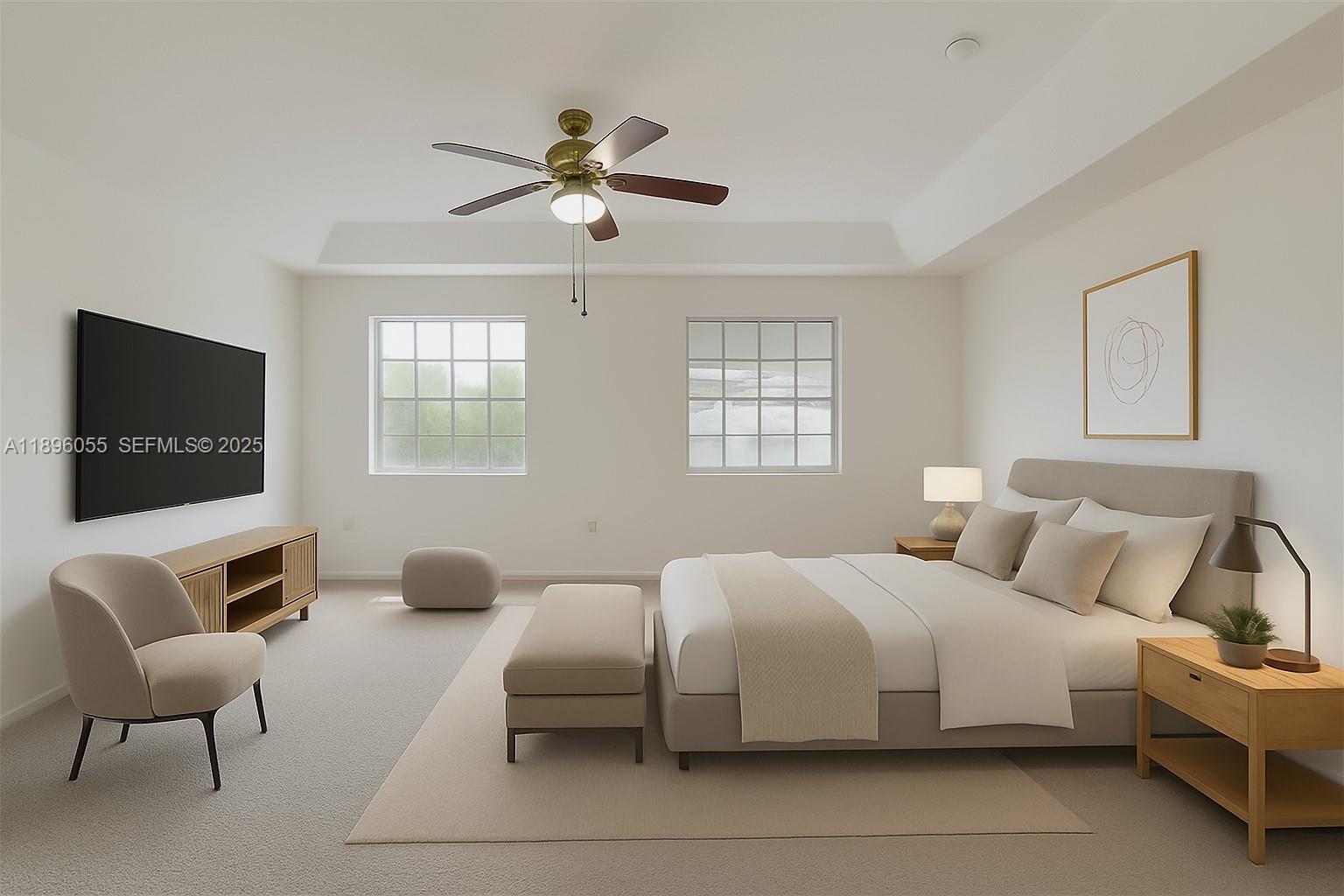 12247 Southwest 140th Street Miami, FL 33186 - Photo 83 of 86 a bedroom with a bed a couch and a flat screen tv