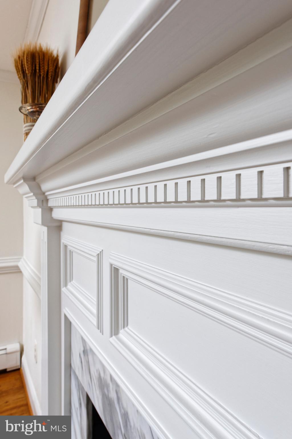 1310 Delaplane Grade Road Upperville, VA 20184 - Photo 20 of 94 Dental molding on marble wood burning fireplace
