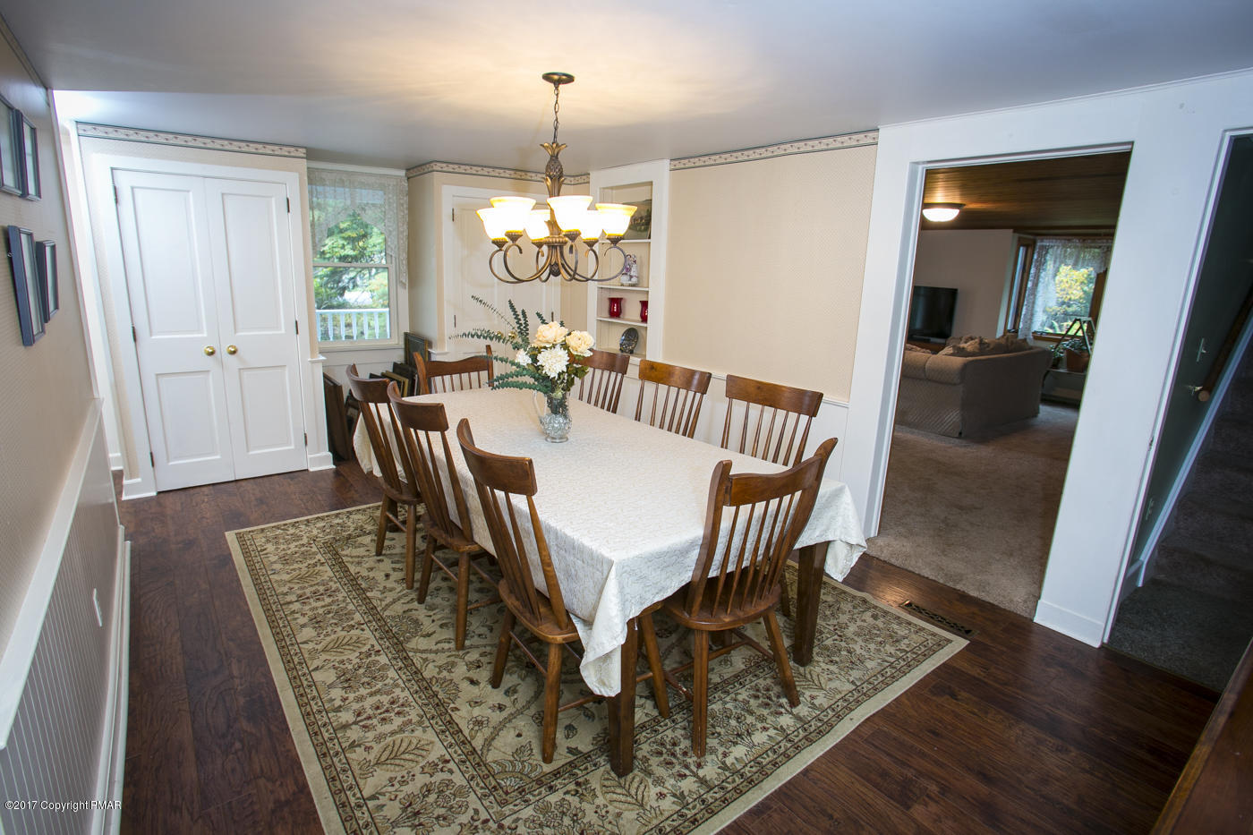 429 Upper Swiftwater Road Cresco, PA 18326 - Photo 13 of 50 a view of a dining room with furniture window and wooden floor