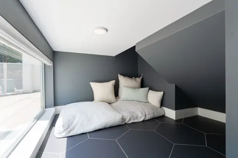 a outdoor space with patio the couches and a dining table with garden view