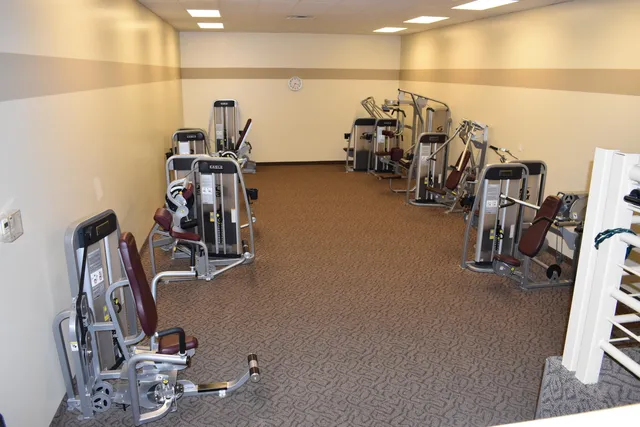 a view of a room with gym equipment