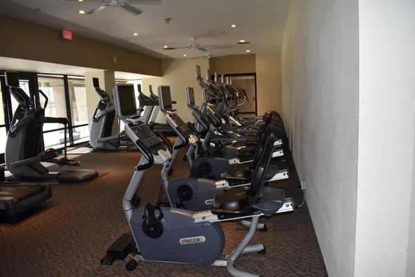 a view of a room with gym equipment