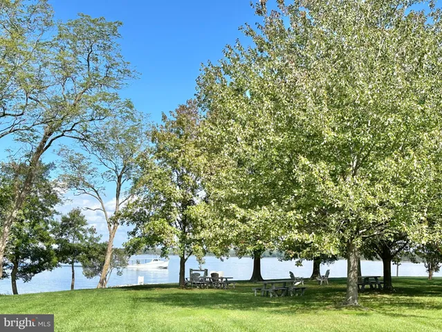 a view of a lake with a mountain in the back