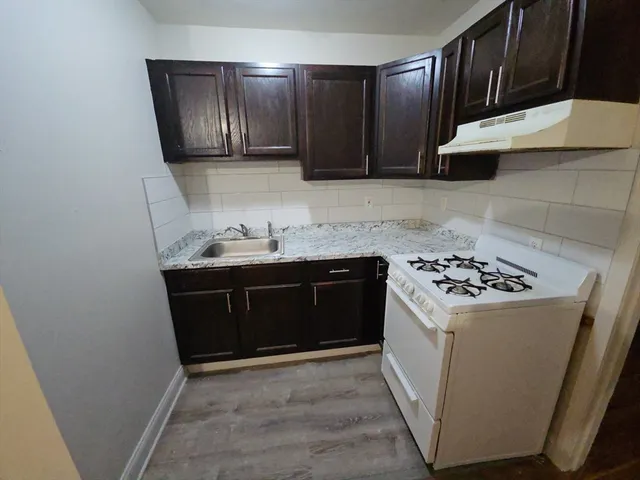 a kitchen with a sink a stove and refrigerator