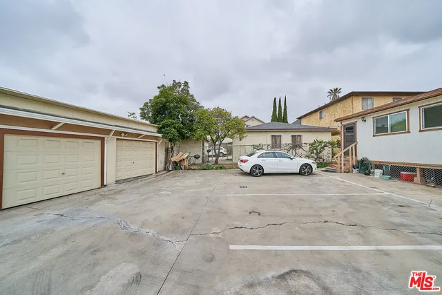 a car parked in front of a house