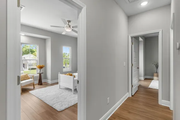 view of living room with wooden floor and furniture