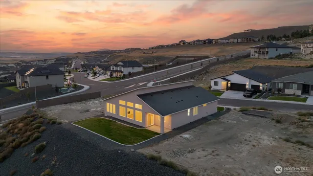 a view of a terrace with a city