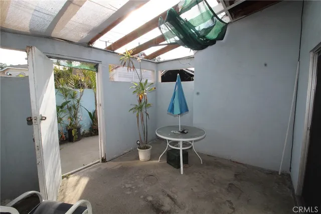 a view of an entryway with a table