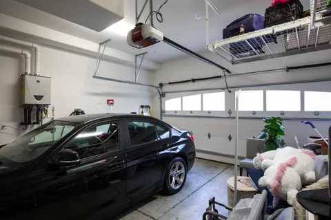 a view of a car in garage
