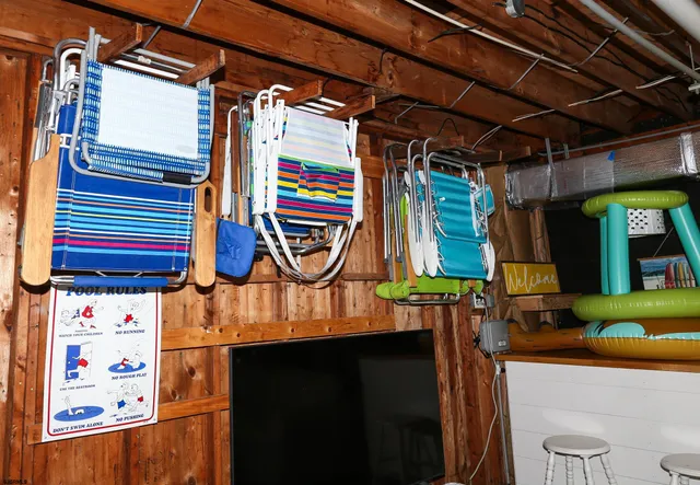 a view of a swimming pool with an ocean view