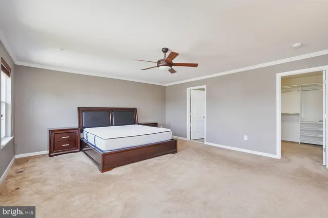 a living room with furniture and ceiling fan