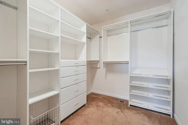 a view of an empty walk in closet