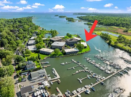 an aerial view of a house with a garden