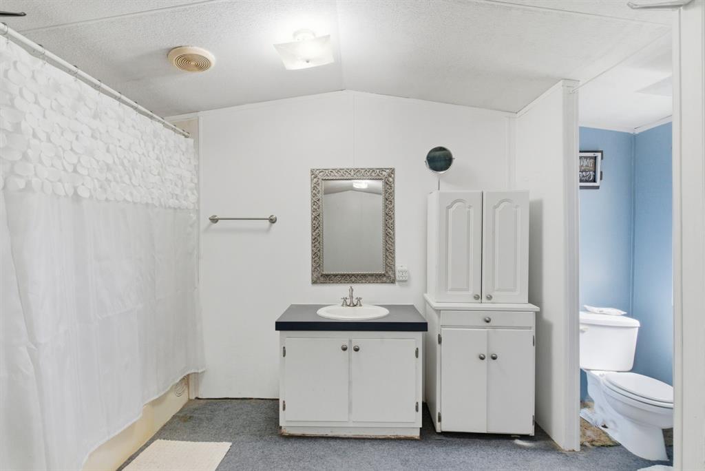 144 Oak Meadows Drive Springtown, TX 76082 - Photo 19 of 24 a bathroom with a toilet sink and mirror
