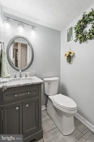 a bathroom with a toilet a sink and mirror