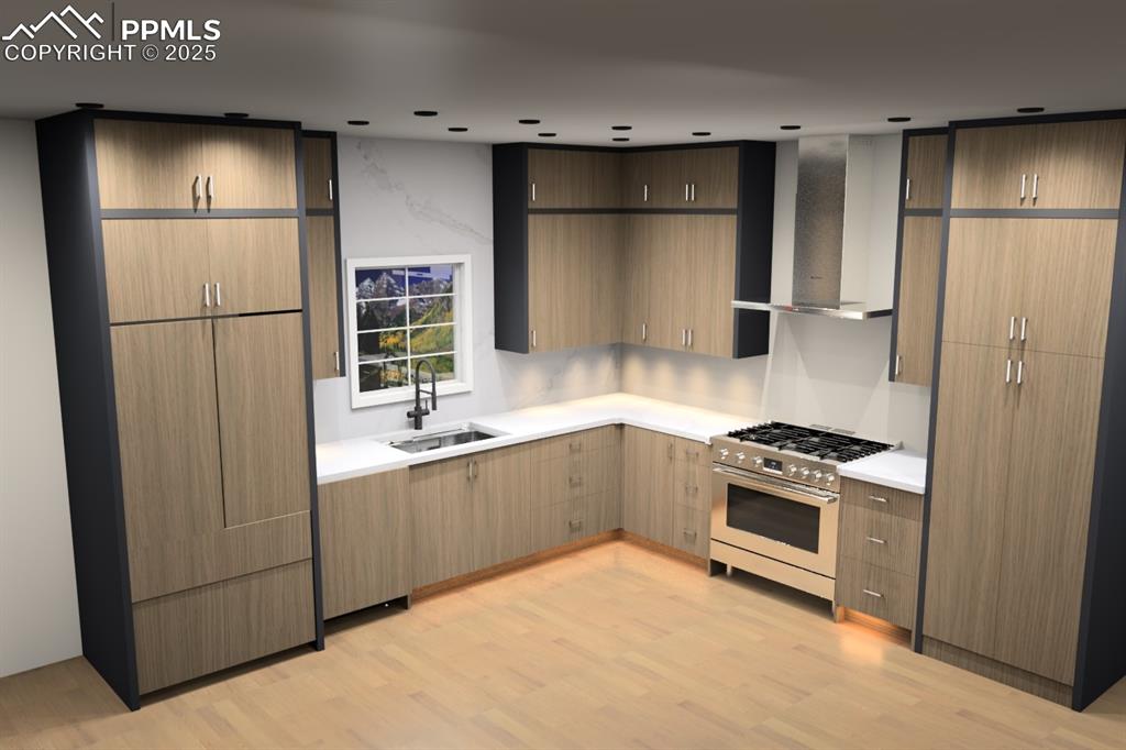 175 Terrace Drive Colorado Springs, CO 80906 - Photo 13 of 50 a kitchen with stainless steel appliances granite countertop a refrigerator a sink and a stove