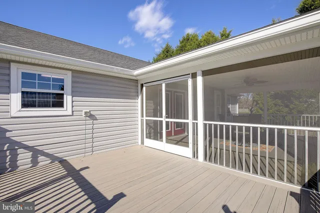 a porch with a chair