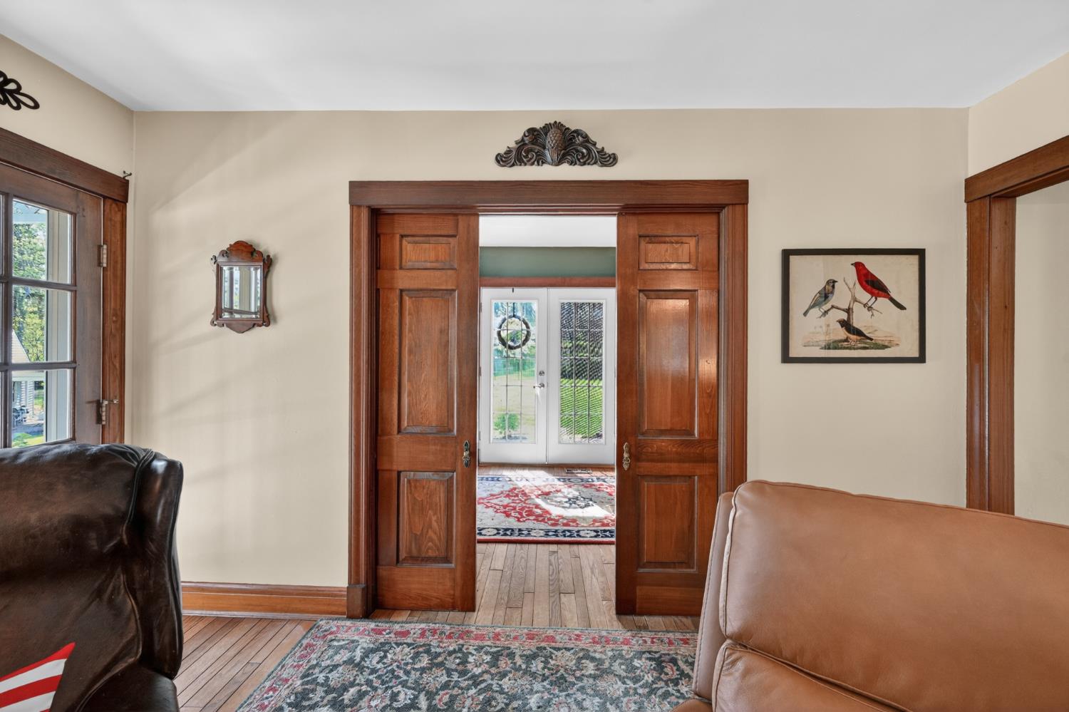 2179 Webb Road Brookville, IN 47012 - Photo 14 of 84 The main floor library can be closed from the LR with beautiful solid oak pocket doors. French doors lead from the library out to the rear patio.