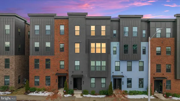 a front view of a multi story building