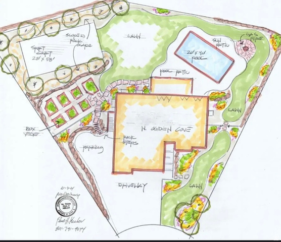 838 East Mountain Road North Ogden, UT 84414 - Photo 2 of 37 Site Plan. Illustrating the property's layout including structures, landscaping, and recreational areas