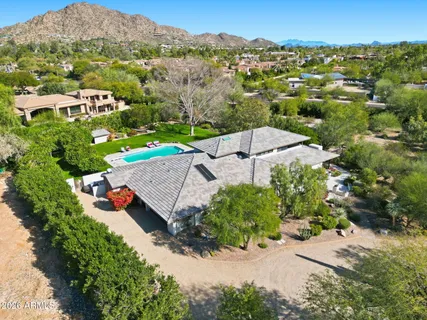 an aerial view of a house